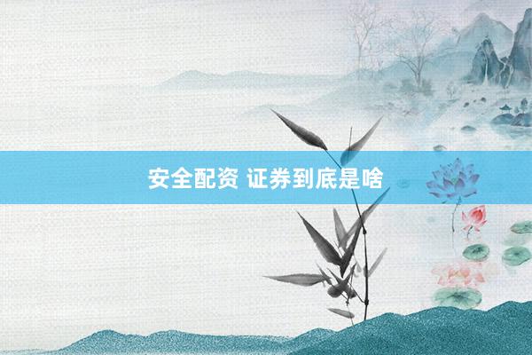 安全配资 证券到底是啥