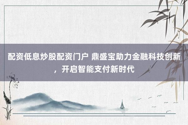 配资低息炒股配资门户 鼎盛宝助力金融科技创新，开启智能支付新时代