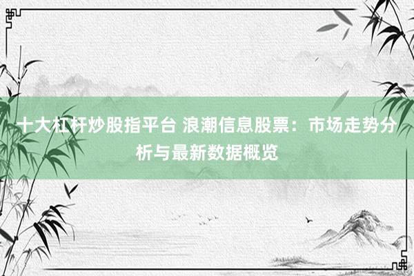 十大杠杆炒股指平台 浪潮信息股票：市场走势分析与最新数据概览