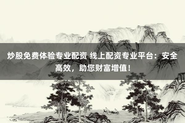 炒股免费体验专业配资 线上配资专业平台：安全高效，助您财富增值！