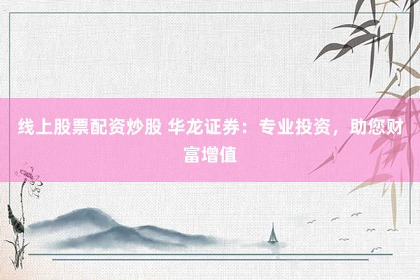 线上股票配资炒股 华龙证券：专业投资，助您财富增值