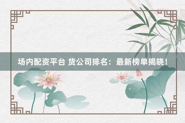 场内配资平台 货公司排名：最新榜单揭晓！