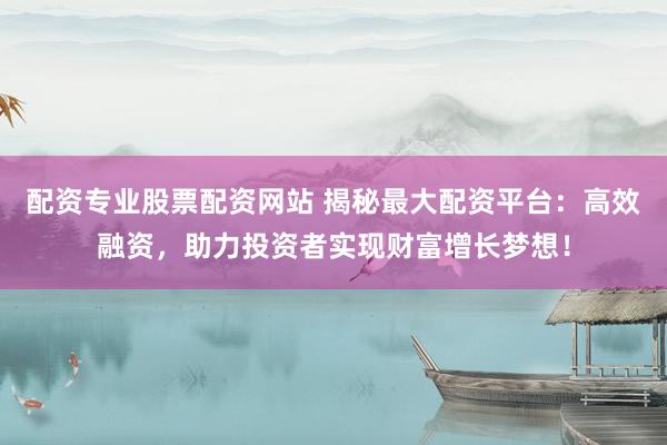 配资专业股票配资网站 揭秘最大配资平台：高效融资，助力投资者实现财富增长梦想！