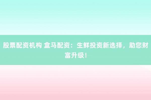 股票配资机构 盒马配资：生鲜投资新选择，助您财富升级！
