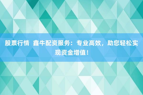 股票行情  鑫牛配资服务：专业高效，助您轻松实现资金增值！