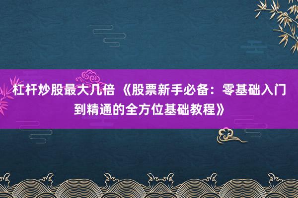杠杆炒股最大几倍 《股票新手必备:零基础入门到精通的全方位基础教程》