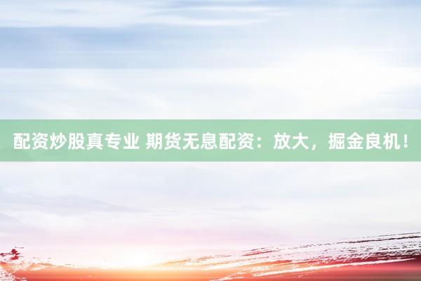 配资炒股真专业 期货无息配资:放大,掘金良机!