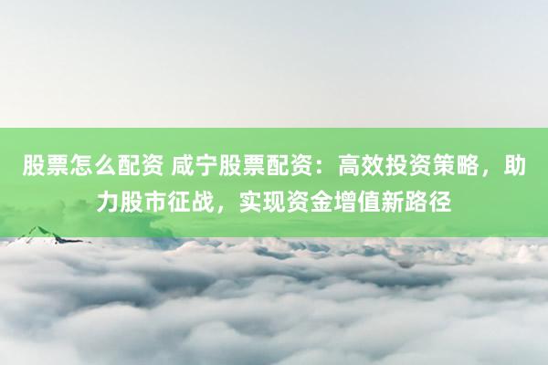 股票怎么配资 咸宁股票配资：高效投资策略，助力股市征战，实现资金增值新路径