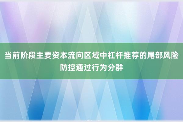 当前阶段主要资本流向区域中杠杆推荐的尾部风险防控通过行为分群